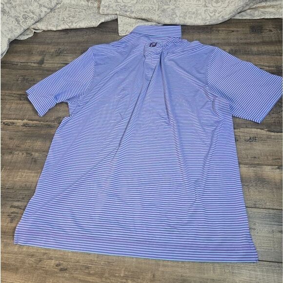 FJ FootJoy Foot Joy Men's Golf Polo Shirt Short Sleeve  Stripe Blue Purple XL - Picture 2 of 8
